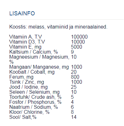 Lakumineraal lammastele ja kitsedele
